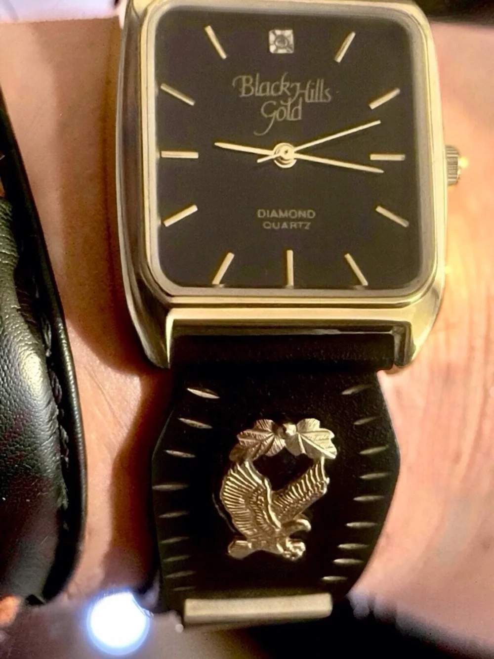 Men's Black Hills Gold Diamond Watch Featuring 10k Gold Eagles/Leaves NEW